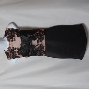 CQbyCQ Women's Black/Nude Lace Sleeveless Mini Dress. Size S